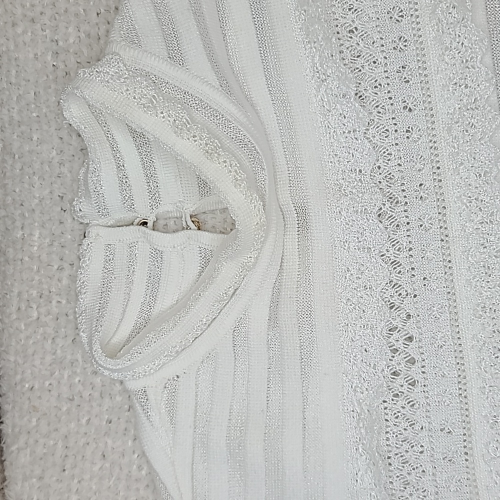 Cinq a Sept Antonia High Neck Long Sleeve Tiered Ruffle Lacey Blouse in White - Picture 10 of 17